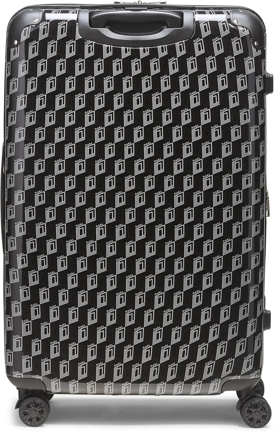 Karl Lagerfeld Paris Bon Voyage Karl and Choupette Hardside Suitcase, Black/Grey, Large