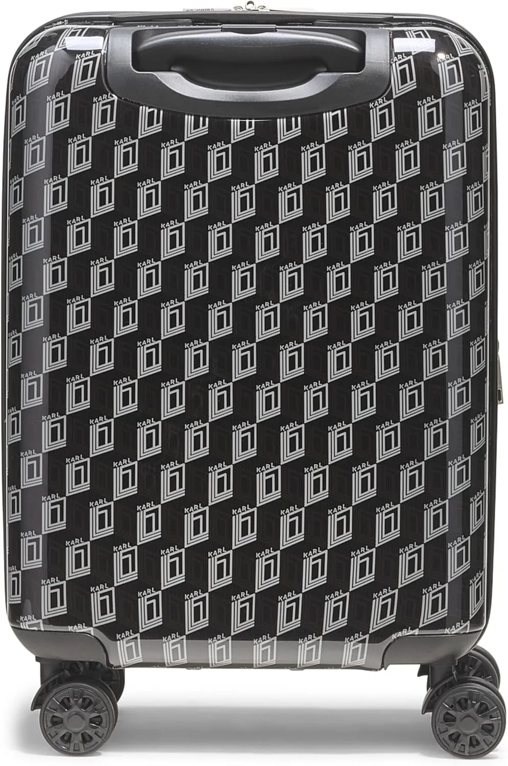 Karl Lagerfeld Paris Bon Voyage Karl and Choupette Hardside Suitcase, Black/Grey, Small