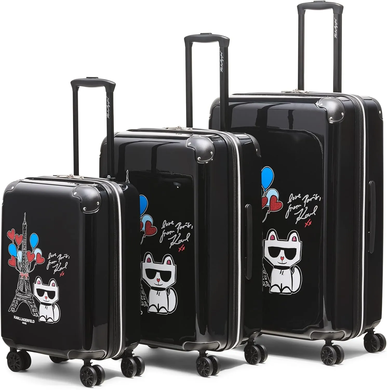 Karl Lagerfeld Paris Up in Paris Upright Hardside Suitcase, Black, Small