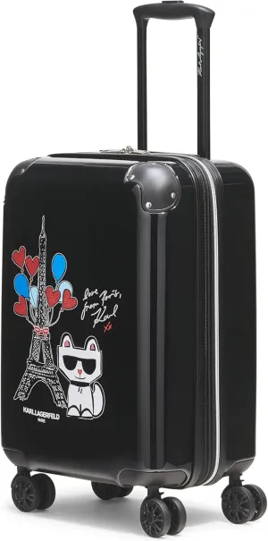 Karl Lagerfeld Paris Up in Paris Upright Hardside Suitcase, Black, Small