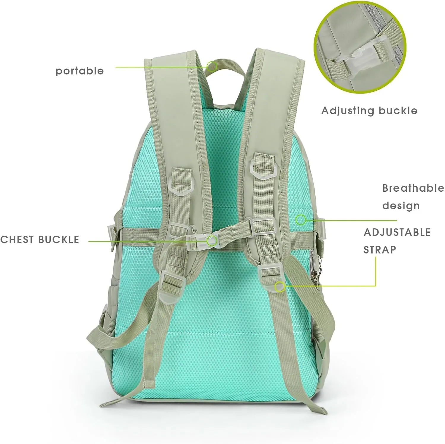 Kawaii Backpack for Girls, Cute Aesthetic Backpack for School, Kawaii Bookbag with Pins Accessories and Pendant，Green