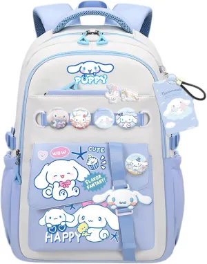 Kawaii Backpack with 21Pcs Accessories Anime Cartoon Anti-Theft Travel Aesthetic New Semester Gifts Bag with Cute Pins…