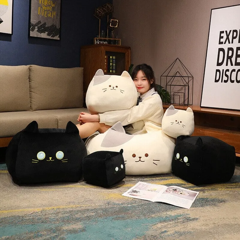 Kawaii Black White Cube Cat Plushies