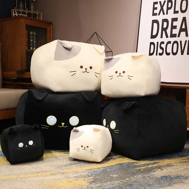 Kawaii Black White Cube Cat Plushies