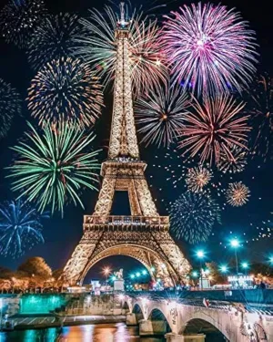 KEJJNYER 5D Diamond Eiffel Tower Paint Kits for Adults, DIY Diamond Art Paris Eiffel Tower Painting Craft for Home Wall Decoration(16x12inch)
