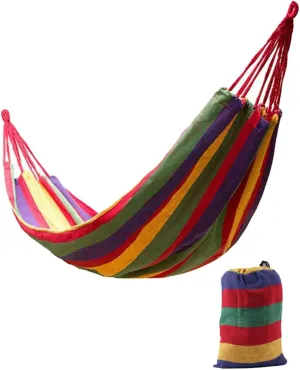 KESYOO 1Pc Double Thickened Canvas Swing Hammock Red Durable Outdoor Camping Hanging Chair with Binding Ropes Storage Bag for Relaxation and Sleeping