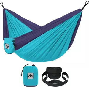 Kids Camping Hammock, Outdoor Hammock Gifts for Children Girls Boys, Ultralight Kids Camping Gear with Tree Strap & Carabiners, Sling Swing Hammock with Carry Bag for Indoor Outdoor (Blue)