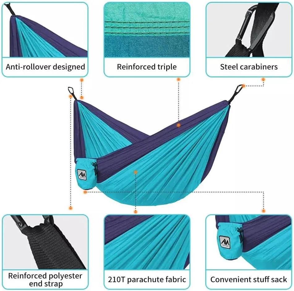 Kids Camping Hammock, Outdoor Hammock Gifts for Children Girls Boys, Ultralight Kids Camping Gear with Tree Strap & Carabiners, Sling Swing Hammock with Carry Bag for Indoor Outdoor (Blue)