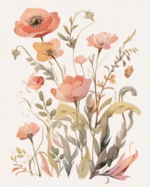 KIKKIJ Cross Stitch stampedCross Stitch Flower,Vintage Cross Stitch,Floral,Wildflower,Floral,Watercolor,Flower,Botanical,11CT,9.45 * 13.39 inch