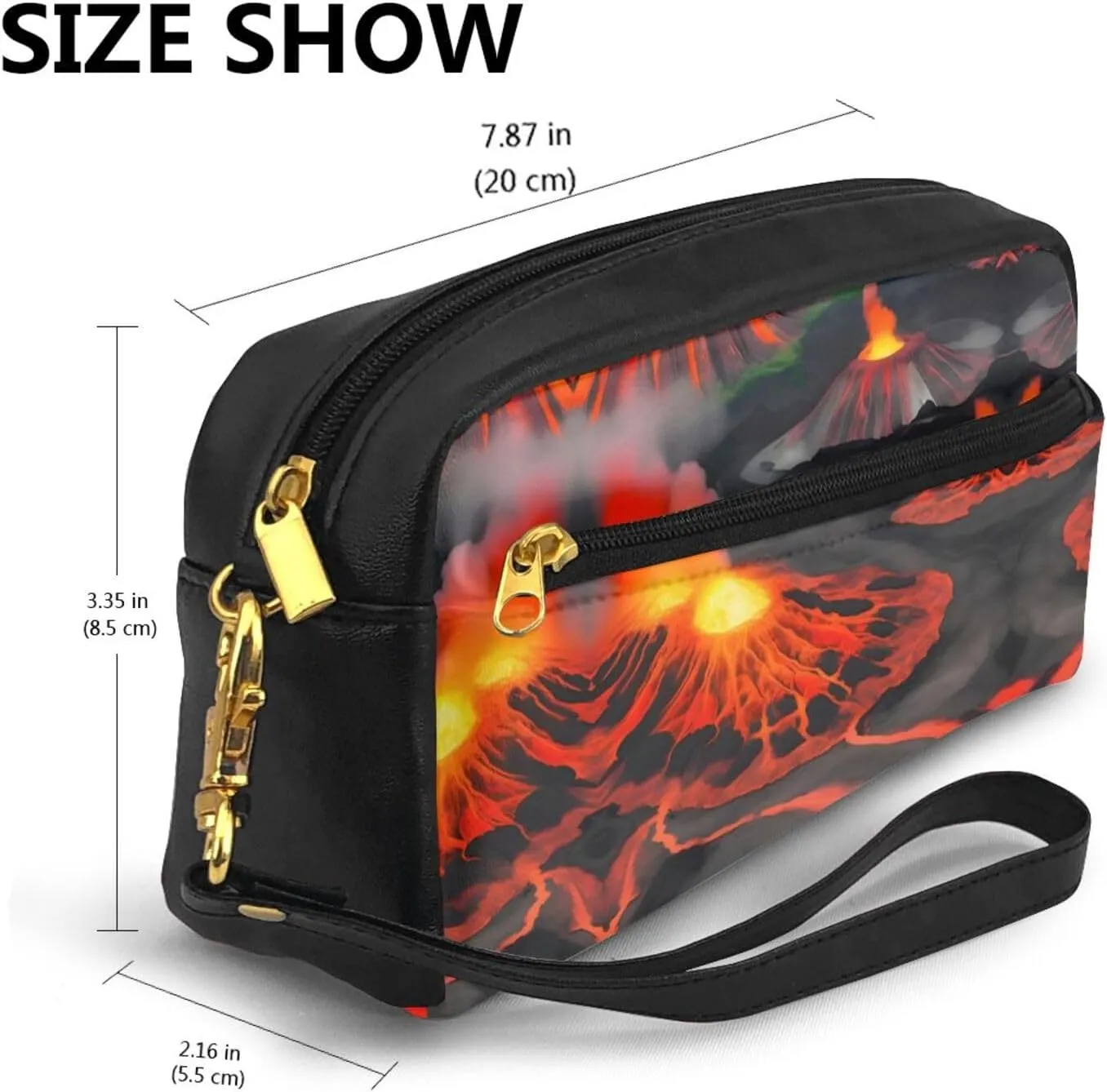 Kilauea Volcanos Print Portable Makeup Bag,Travel-Friendly Design,Versatile Mini Makeup Pouchtion
