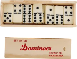 Kisangel Educational Wooden Dominoes Set for Boys and Girls Adults 28 Piece Luxury Dominoes Math Game Travel Games