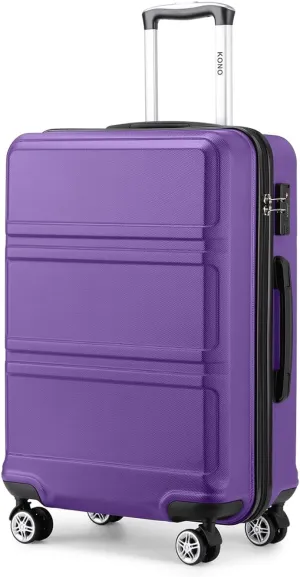 Kono 24 Inch Luggage Suitcase Lightweight with Spinner Wheels TSA Lock Hardside Medium Checked Luggage Durable Rolling Suitcase Purple