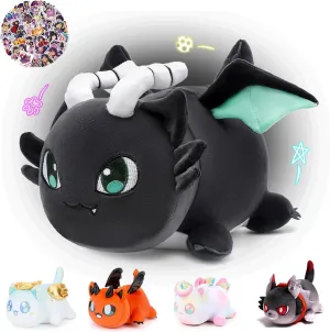 KOWSI® 61-PCS - 11-inches Dragon Cat Plush   60-Sticker - Meemaows Popular Cat Plush Collection - 100% Polyester Plushie Pillow Embroidered - Soft Stuffed Animal Collectible (Dragon Cat)