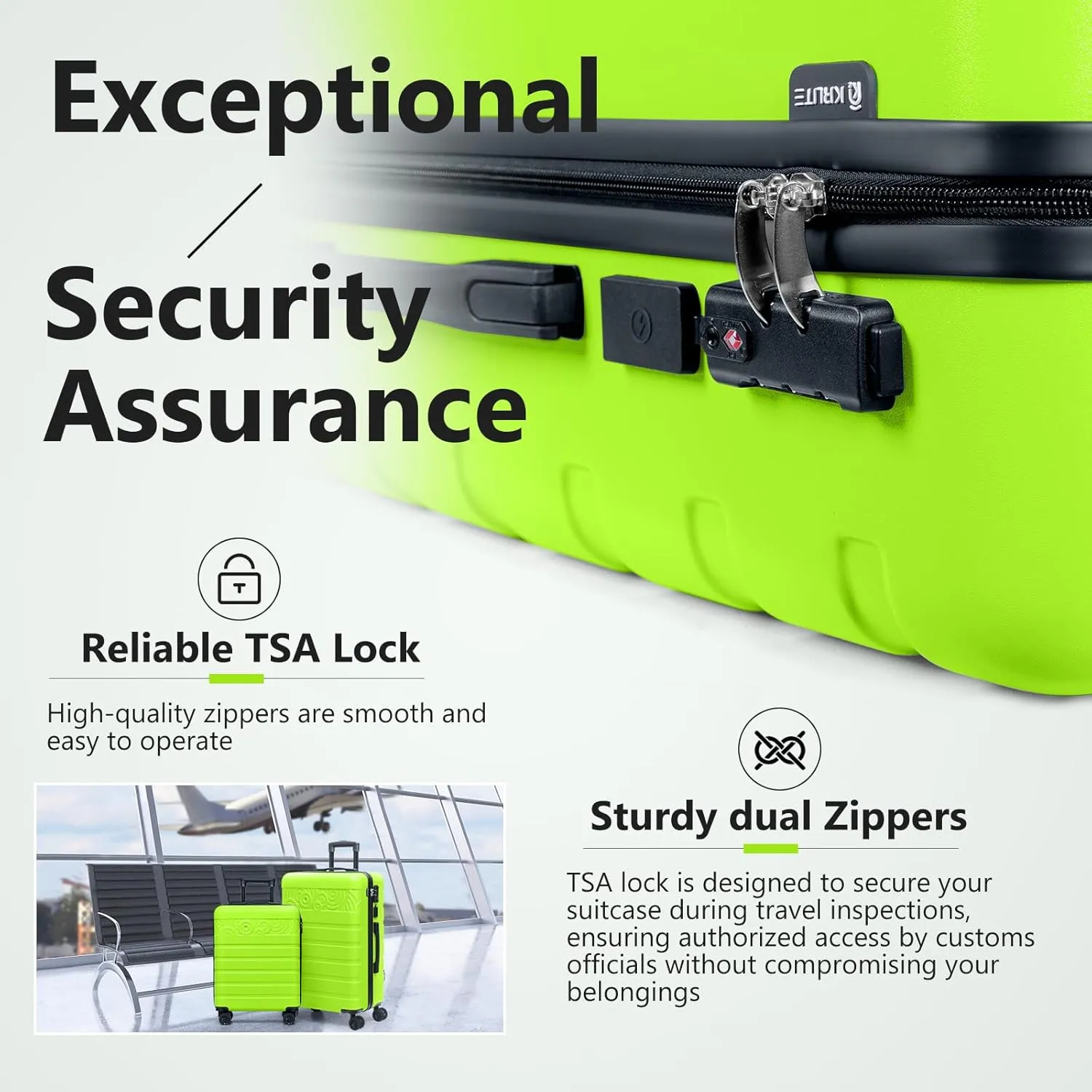 Krute Carry On Luggage with Wheels 21 Inch Airline Approved PC ABS Hard Shell Suitcase with USB Charging Port & TSA Lock Lightweight Travel Suitcases