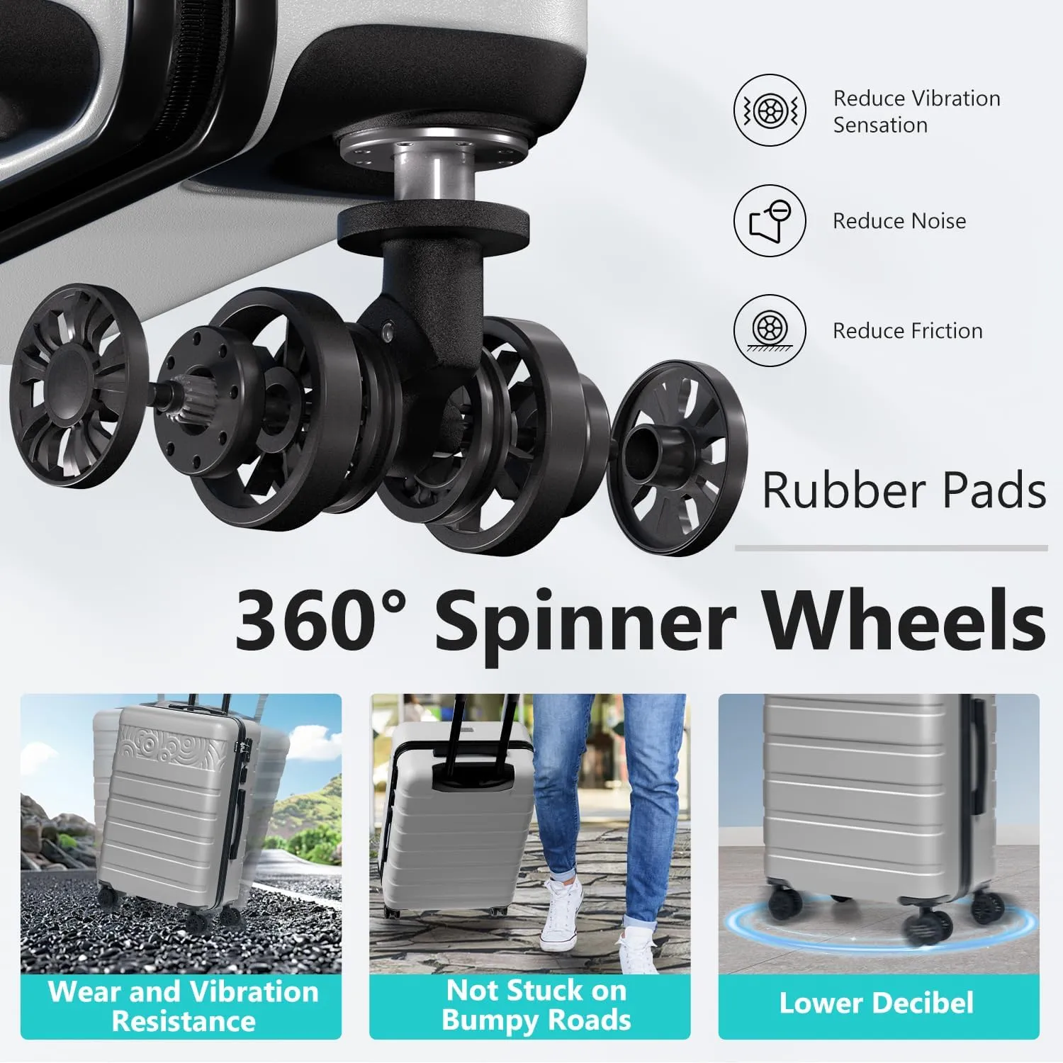 Krute Luggage Suitcase with Spinner Wheels PC ABS Hard Shell Suitcases Lightweight 24 Inch Luggage with USB Charging Port & TSA Lock
