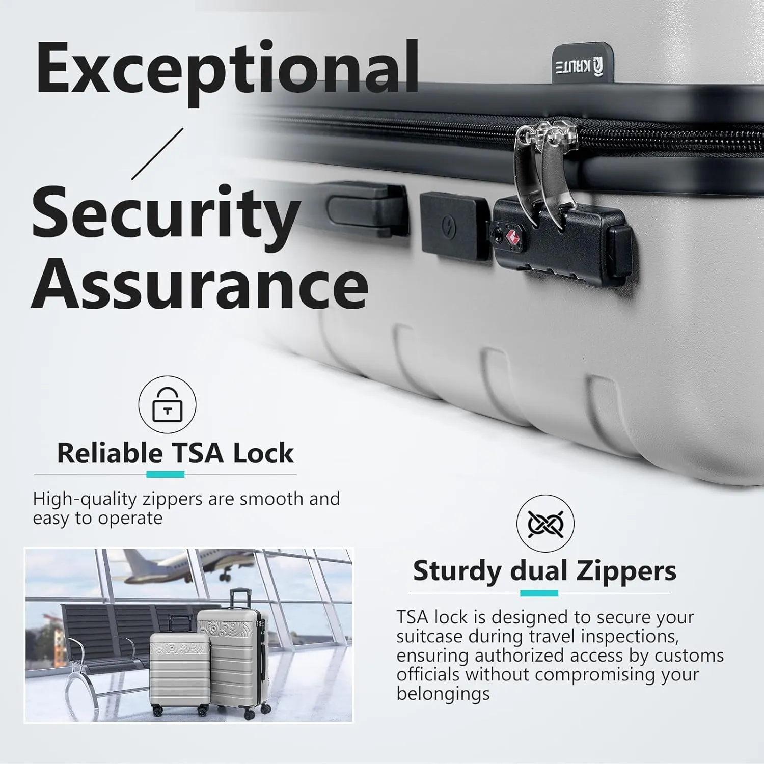 Krute Luggage Suitcase with Spinner Wheels PC ABS Hard Shell Suitcases Lightweight 24 Inch Luggage with USB Charging Port & TSA Lock