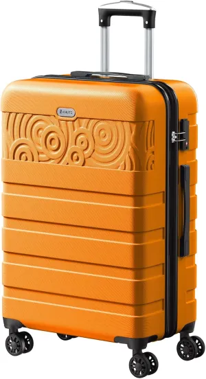 Krute Luggage Suitcases with Wheels 24 Inch Checked Luggage with Spinner Wheels Lightweight PC ABS TSA Lock Hard Shell Luggage Unique Patterns（Orange）