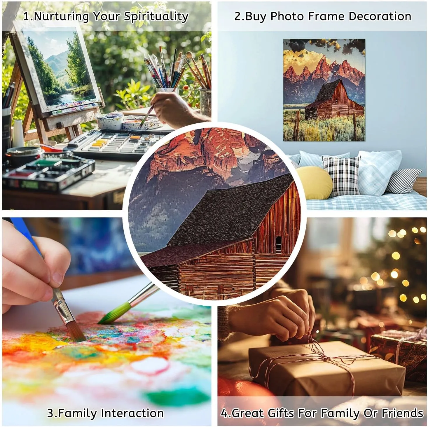 KSYGYFRUDE Paint by Numbers Kit for Adults Beginner Moulton Barn Tetons Morning Light DIY Painting by Numbers on Canvas Acrylic Oil Painting for Home Decor Gifts 16"x20"