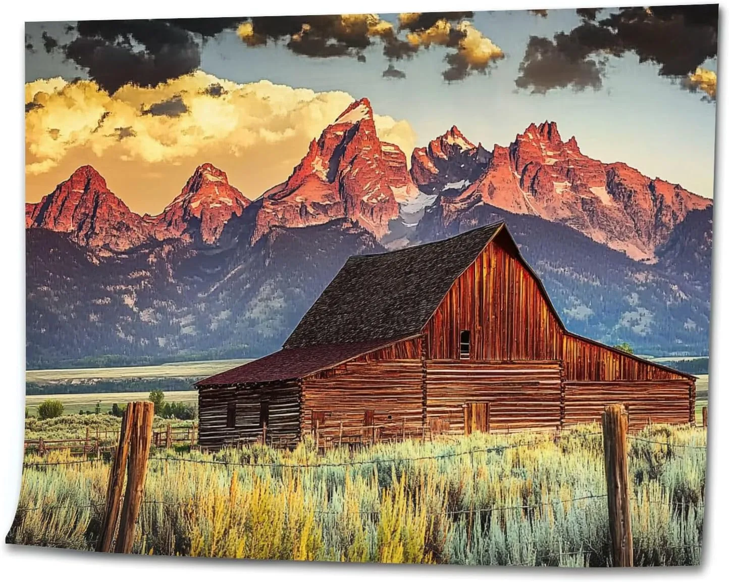 KSYGYFRUDE Paint by Numbers Kit for Adults Beginner Moulton Barn Tetons Morning Light DIY Painting by Numbers on Canvas Acrylic Oil Painting for Home Decor Gifts 16"x20"
