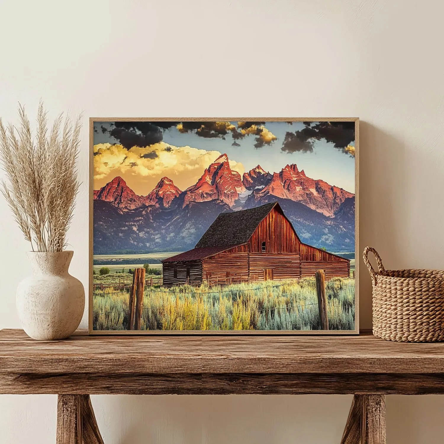 KSYGYFRUDE Paint by Numbers Kit for Adults Beginner Moulton Barn Tetons Morning Light DIY Painting by Numbers on Canvas Acrylic Oil Painting for Home Decor Gifts 16"x20"