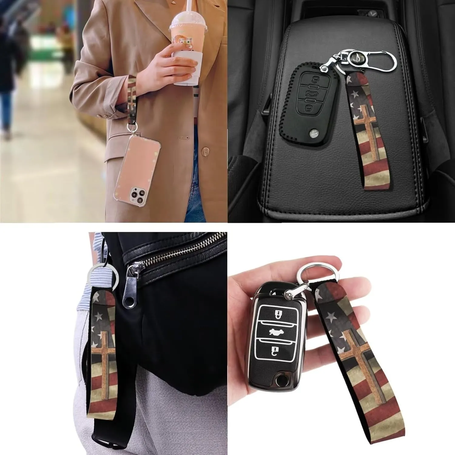 Kuiaobaty Bible Covers for Women Men Church Bag with Keychain Bible Case with Shoulder Strap Size M-2XL