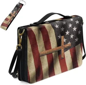 Kuiaobaty Bible Covers for Women Men Church Bag with Keychain Bible Case with Shoulder Strap Size M-2XL