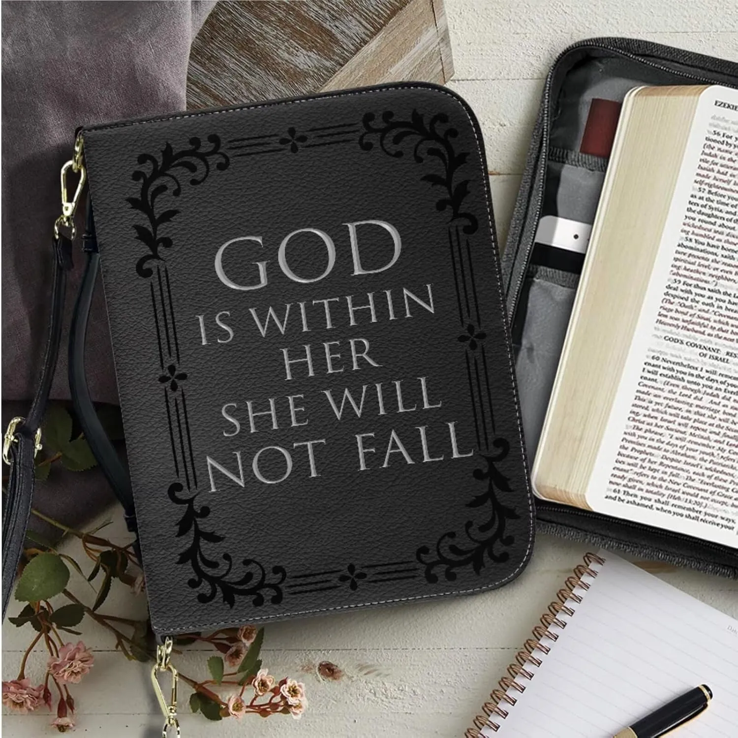 Kuiaobaty Leather Bible Covers for Women Bible Case for Men Scripture Bag with Shoulder Straps and Keychain Size M-2XL