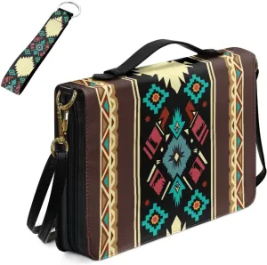 Kuiaobaty Leather Bible Covers for Women Men Bible Case with Shoulder Straps Church Bag with Keychain Size M-2XL