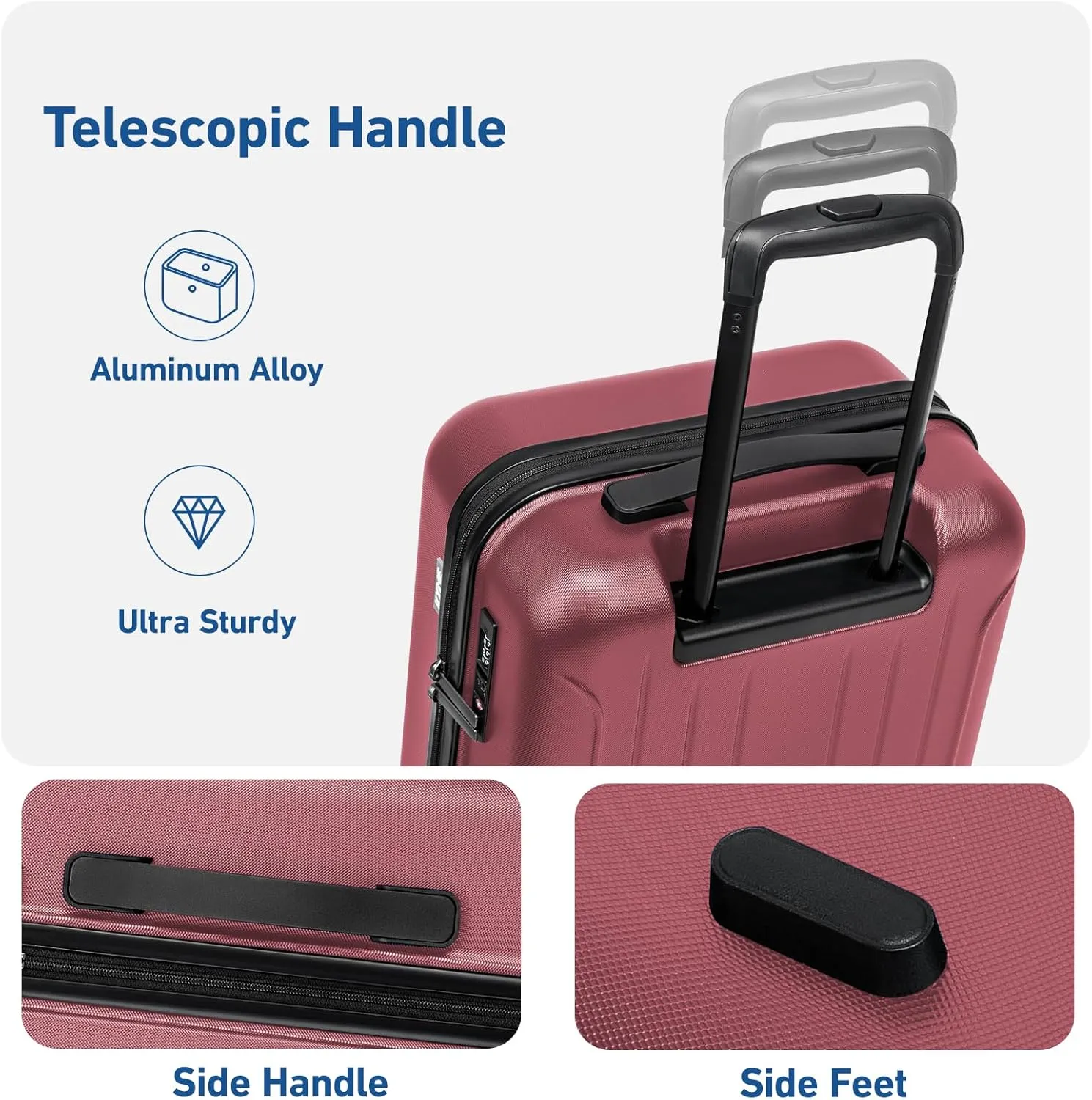 KYME 24 Inch Checked Luggage, Medium Hard Shell Suitcase with TSA Lock, Double Spinner Wheels, Durable PC ABS, Dark Red