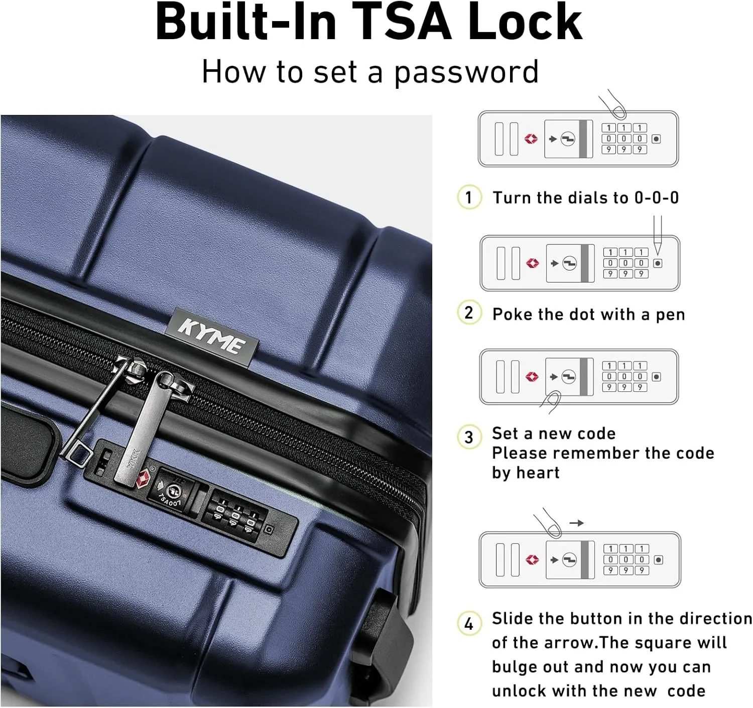 KYME 30 Inch Luggage TSA Approved Hardside Suitcases with Spinner Wheels Durable Large Travel Checked Rolling Luggage with Cup Holder for Women Men Navy