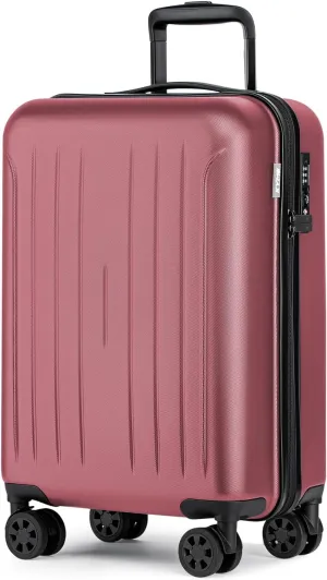 KYME Airline Approved 20 Inch Carry On Luggage, Hardside Suitcase with TSA Lock, 360° Spinner Wheels, 22x14x9, Berry Red
