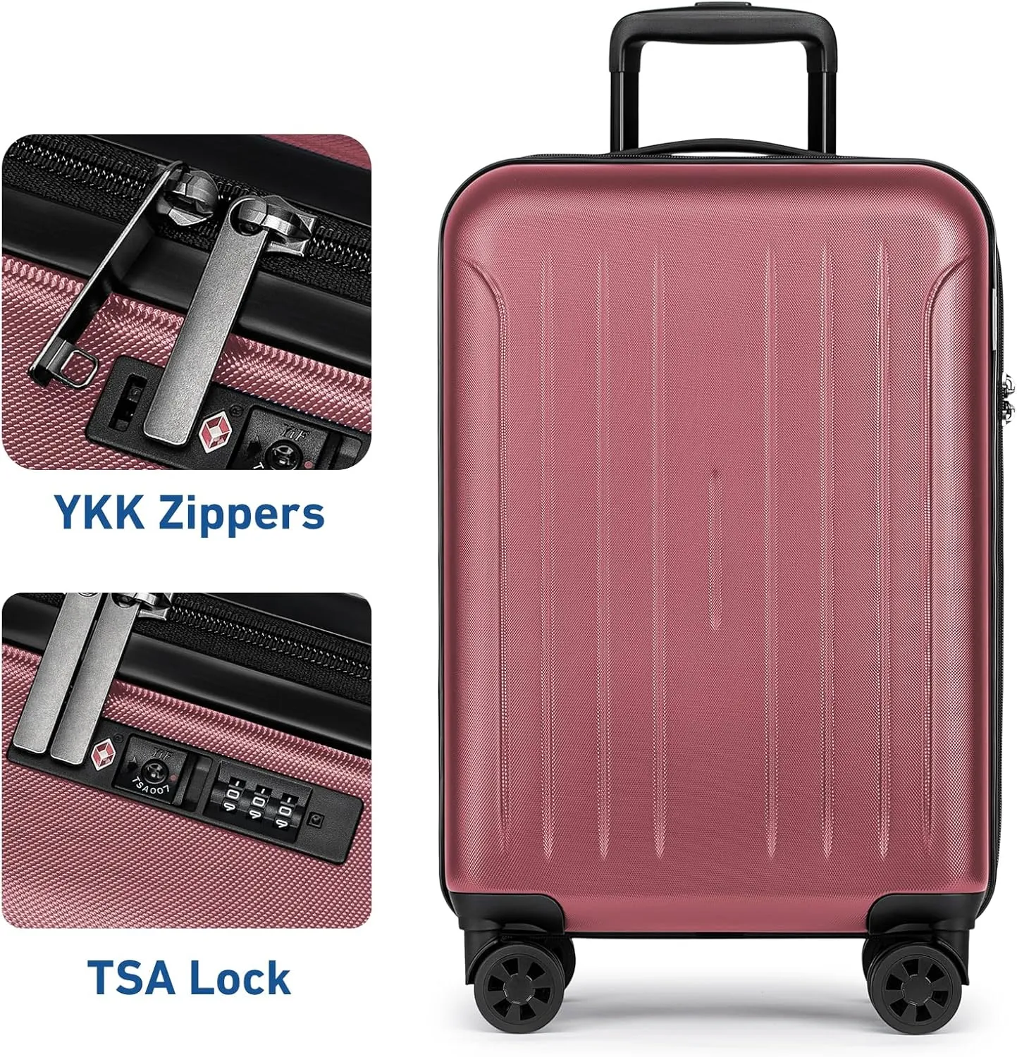 KYME Airline Approved 20 Inch Carry On Luggage, Hardside Suitcase with TSA Lock, 360° Spinner Wheels, 22x14x9, Berry Red