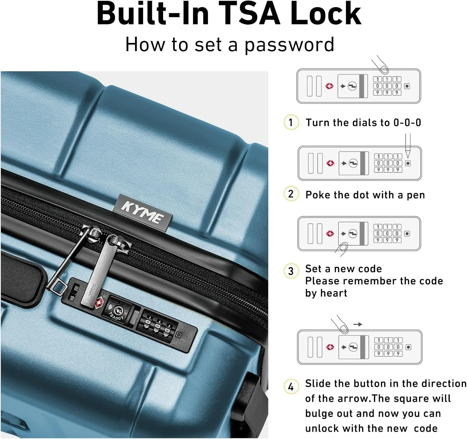 KYME Luggage Sets 2 Piece Hardshell 22"/26" Suitcase with Spinner Wheels Hardside Suitcases Sets with TSA Lock Lightweight Travel Luggage Set with Cup Holder for Women Men Blue