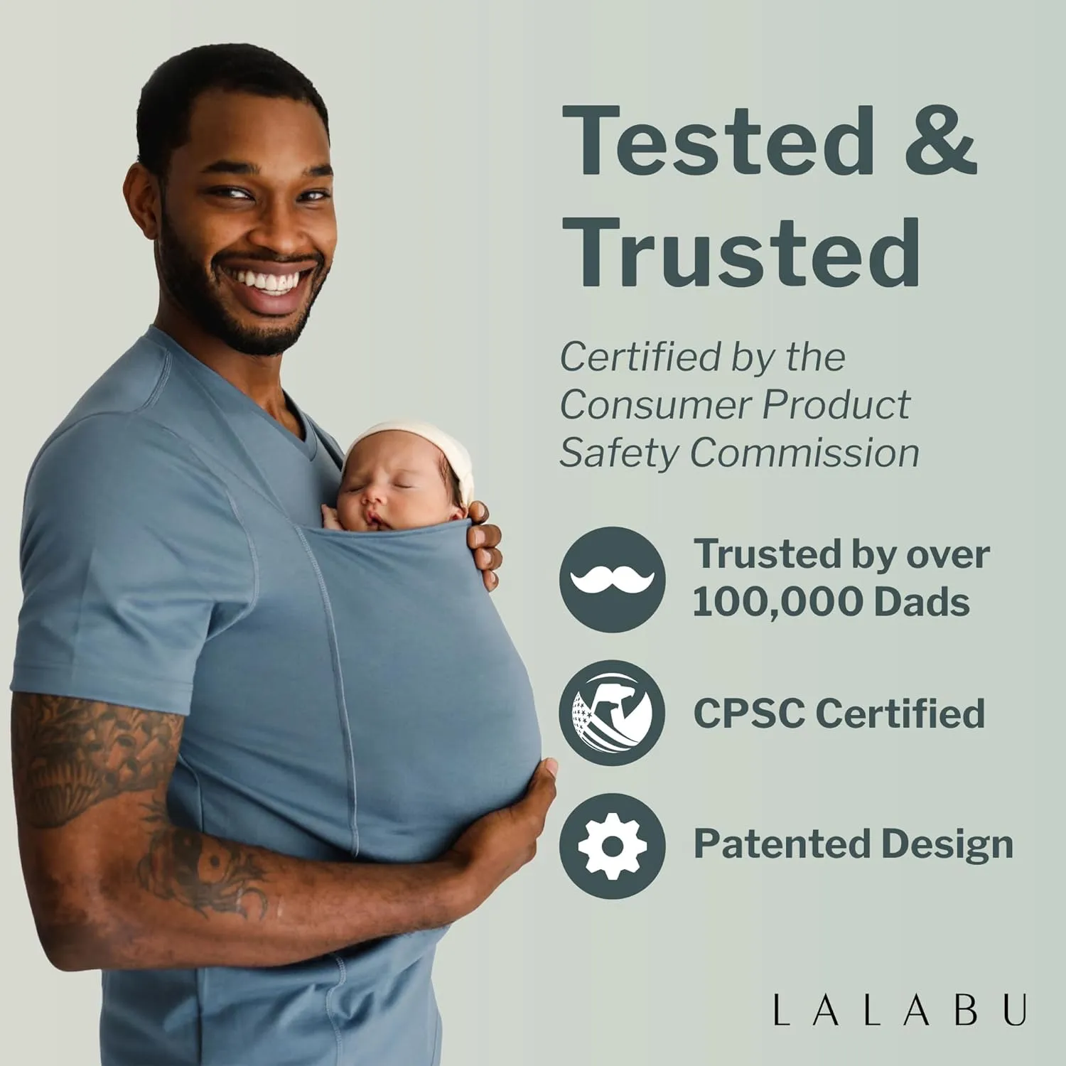 Lalabu The Dad Shirt | Hands-Free Baby Carrier for Dad with Kangaroo Pouch | Engineered for Bonding, Safety, & Comfort for Newborns Up to 15 Lbs. | CPSC Approved