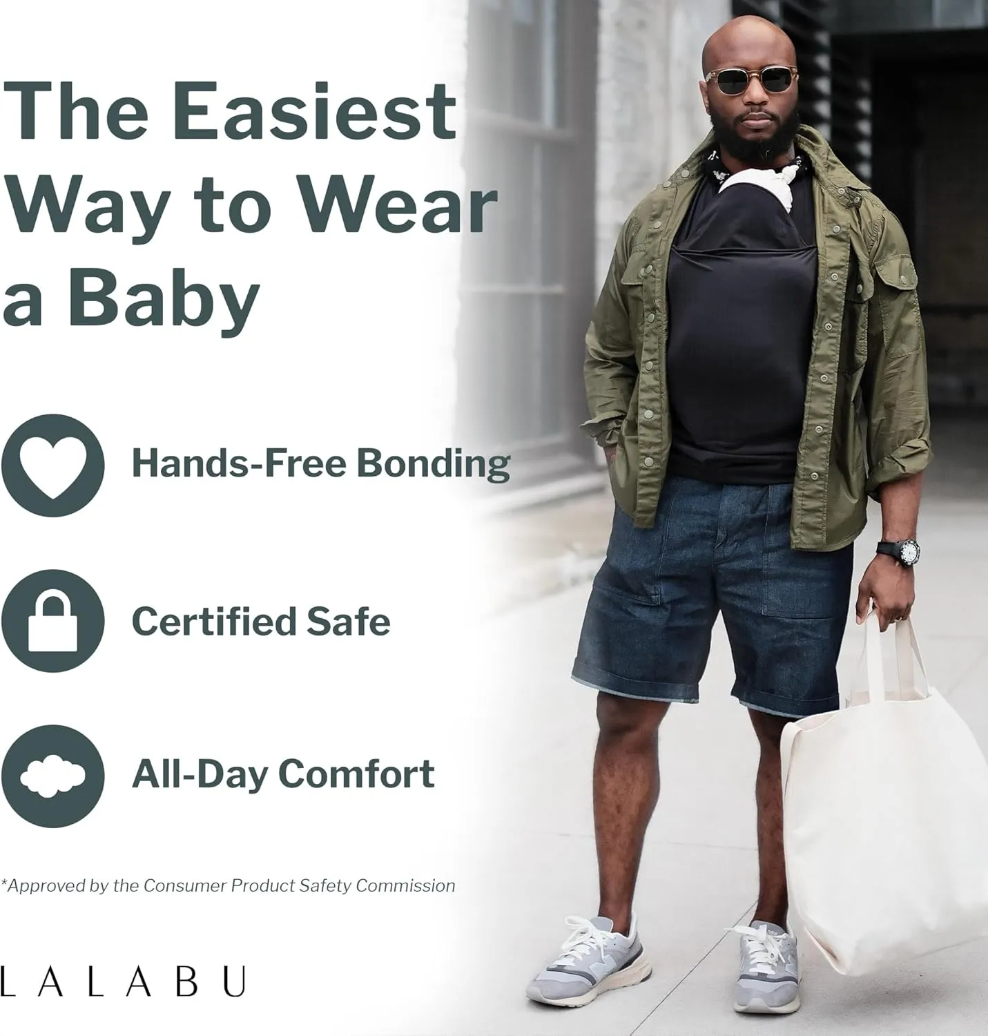 Lalabu The Dad Shirt | Hands-Free Baby Carrier for Dad with Kangaroo Pouch | Engineered for Bonding, Safety, & Comfort for Newborns Up to 15 Lbs. | CPSC Approved