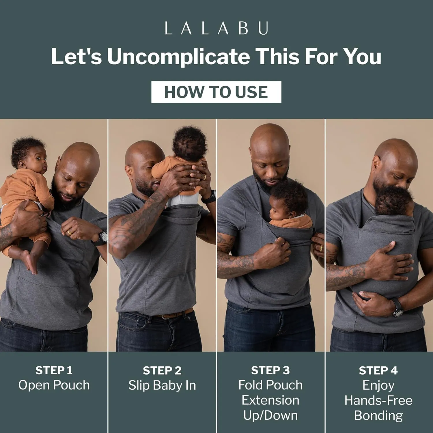 Lalabu The Dad Shirt | Hands-Free Baby Carrier for Dad with Kangaroo Pouch | Engineered for Bonding, Safety, & Comfort for Newborns Up to 15 Lbs. | CPSC Approved