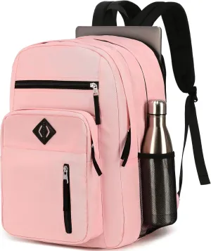 Laptop Backpack 17 inch for Women Men Large College Bookbags Waterpoof Work Business Travel Backpacks Kids School Bag for Girls Boys Students Teens Elementary Schoolbag Casual Daypack Sport-Pink