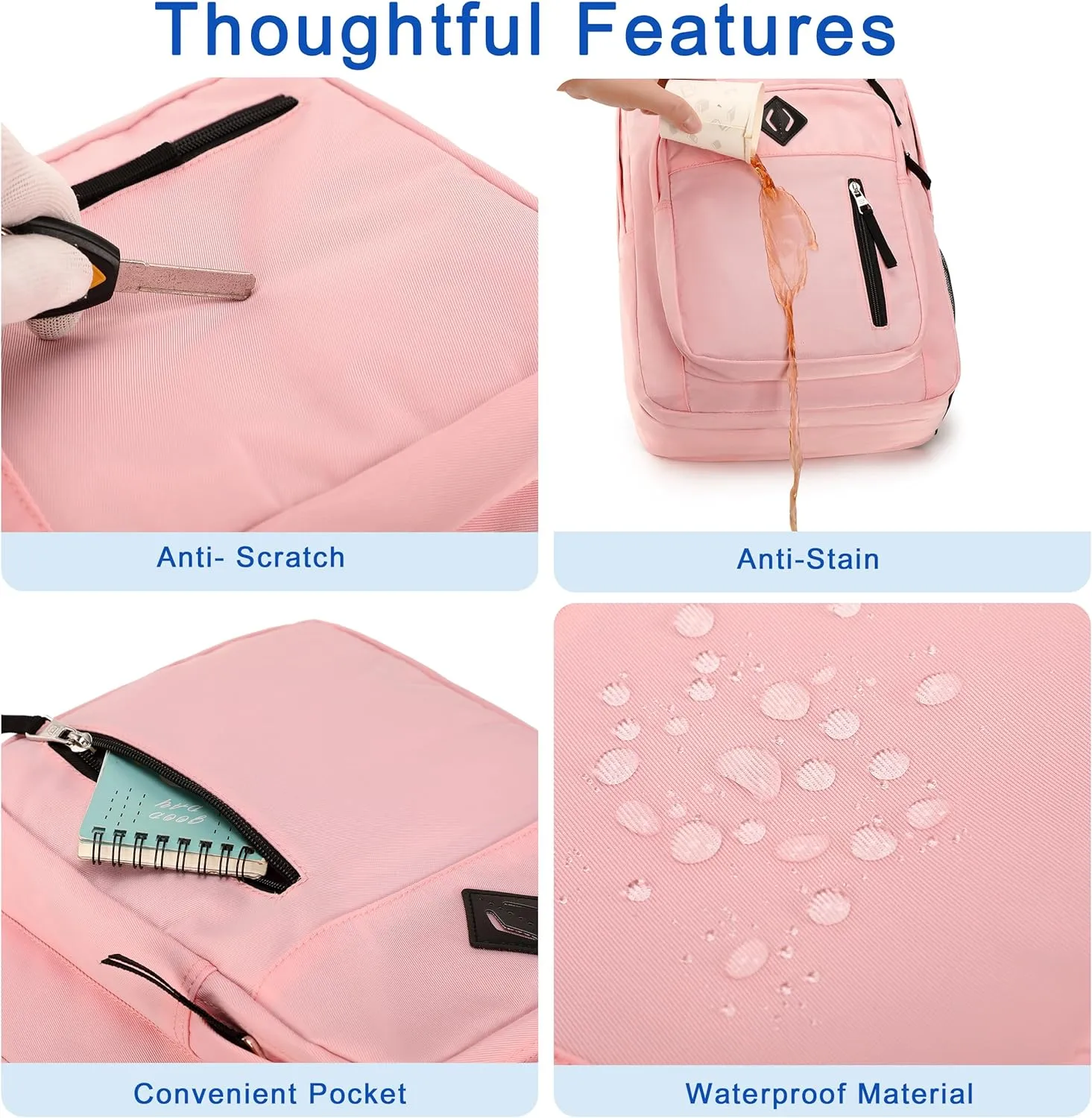 Laptop Backpack 17 inch for Women Men Large College Bookbags Waterpoof Work Business Travel Backpacks Kids School Bag for Girls Boys Students Teens Elementary Schoolbag Casual Daypack Sport-Pink
