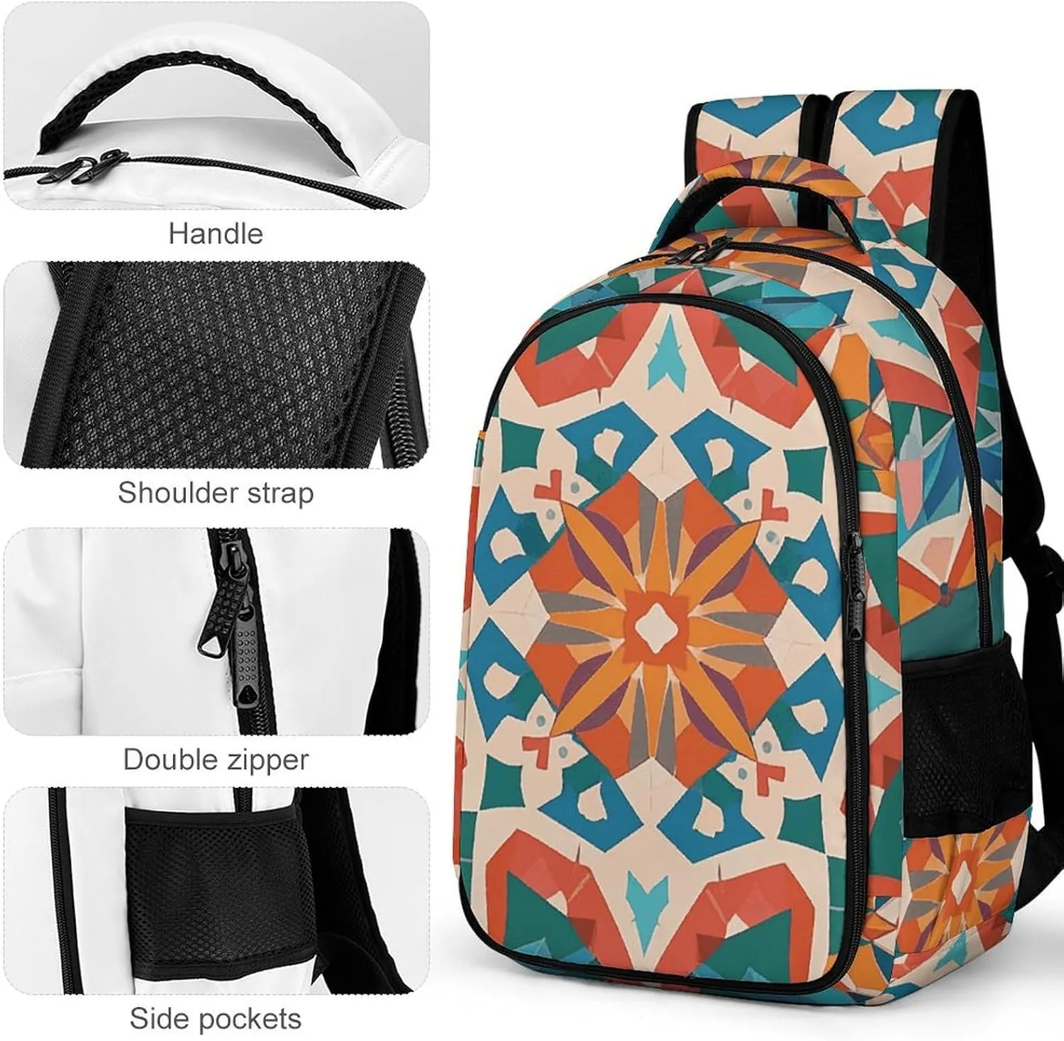Laptop Backpack for Men Women Daypack Stars Eastern Pattern Computer Bag Travel Backpacks Laptop Bag