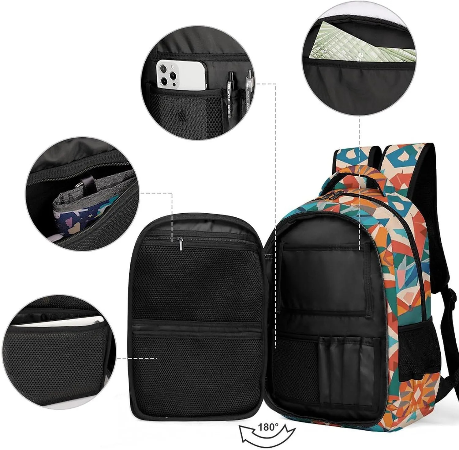Laptop Backpack for Men Women Daypack Stars Eastern Pattern Computer Bag Travel Backpacks Laptop Bag