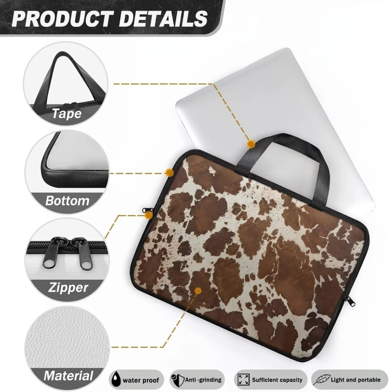 Laptop Bag Case for Women Men Leather Document Bag Zipper Briefcase for Document File Notary 10 Inch- 17 Inch