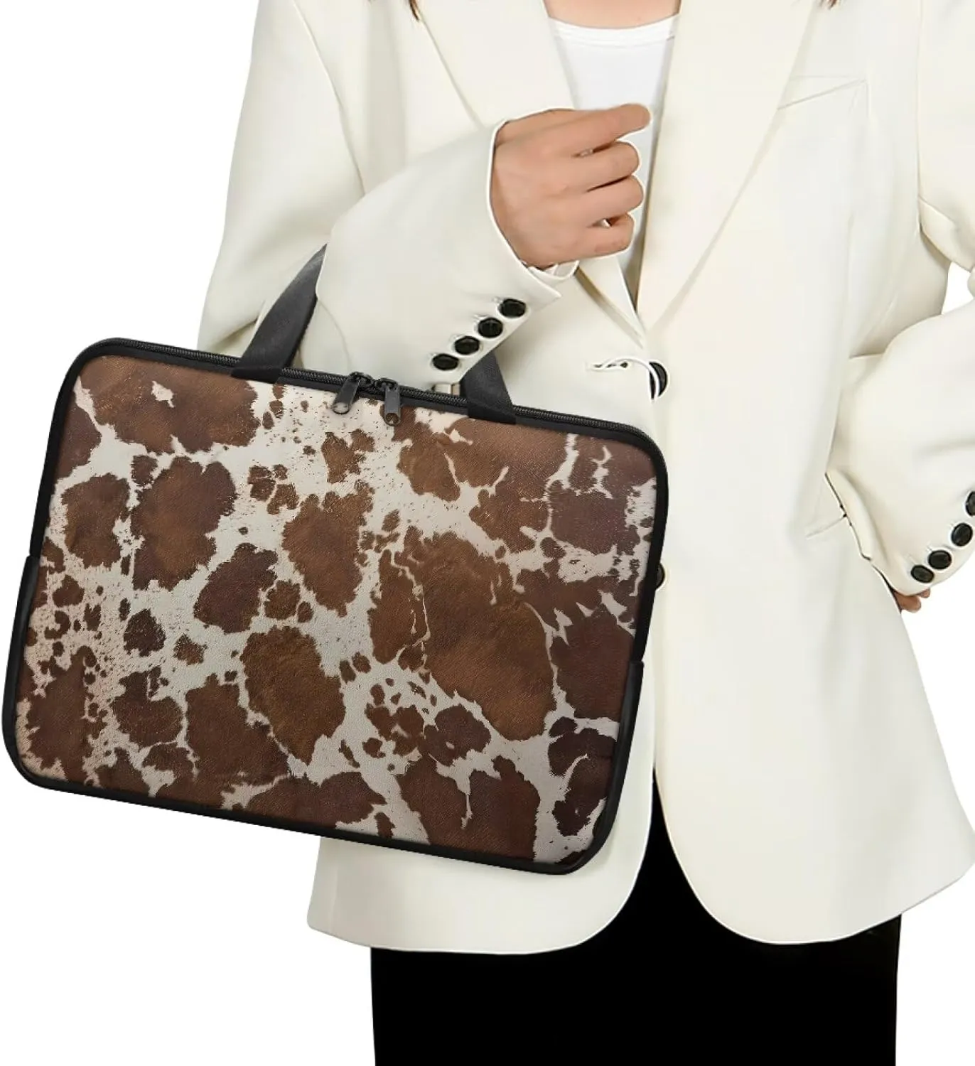 Laptop Bag Case for Women Men Leather Document Bag Zipper Briefcase for Document File Notary 10 Inch- 17 Inch