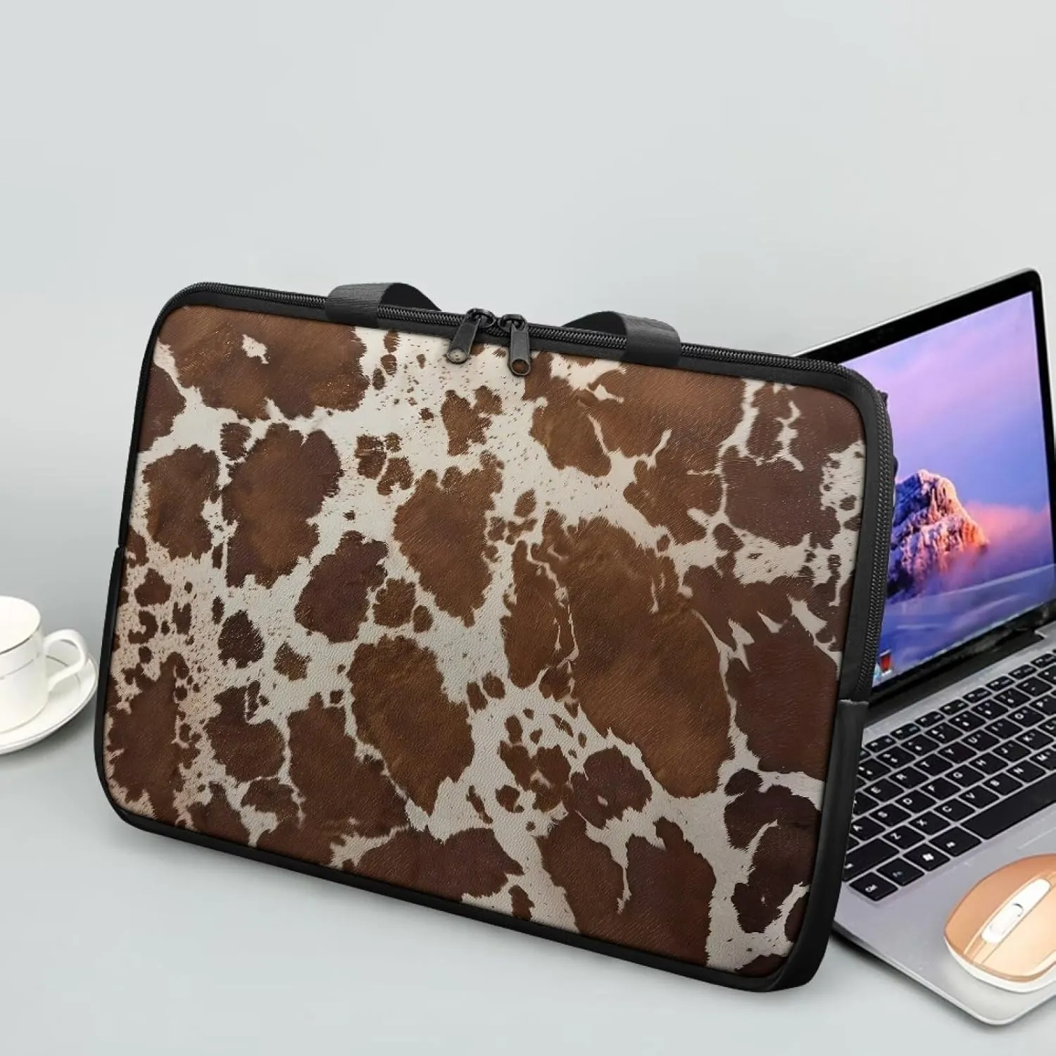Laptop Bag Case for Women Men Leather Document Bag Zipper Briefcase for Document File Notary 10 Inch- 17 Inch