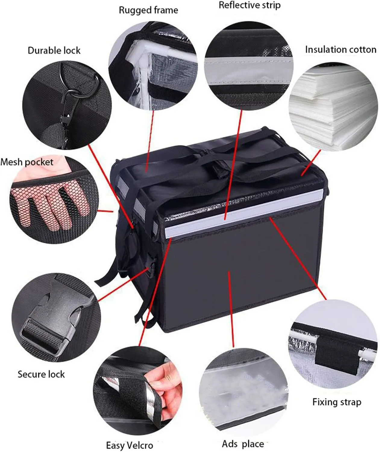 Large Capacity Insulated Meal Delivery Bag Leak Proof Cooler Box Thickened Thermal Backpack Epp Foam Incubator with Cup Holders