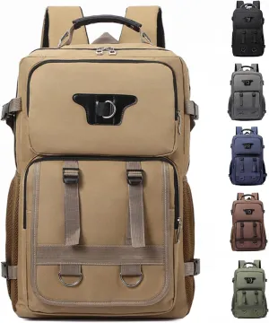 Large Travel Backpack Carry,Camping Hiking Backpack,Water Resistant Outdoor Daypack Travel Bag for Climbing Skiing (Khaki)