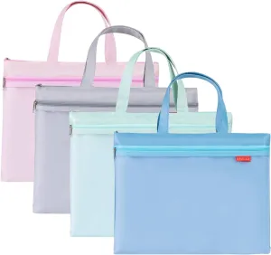 Large Zipper Pouch 11x13.7 in, 4pcs A4 Double Pocket Waterproof File Bag with Handle Minimalist Version, Document Storage for School/Travel/Office/Puzzle