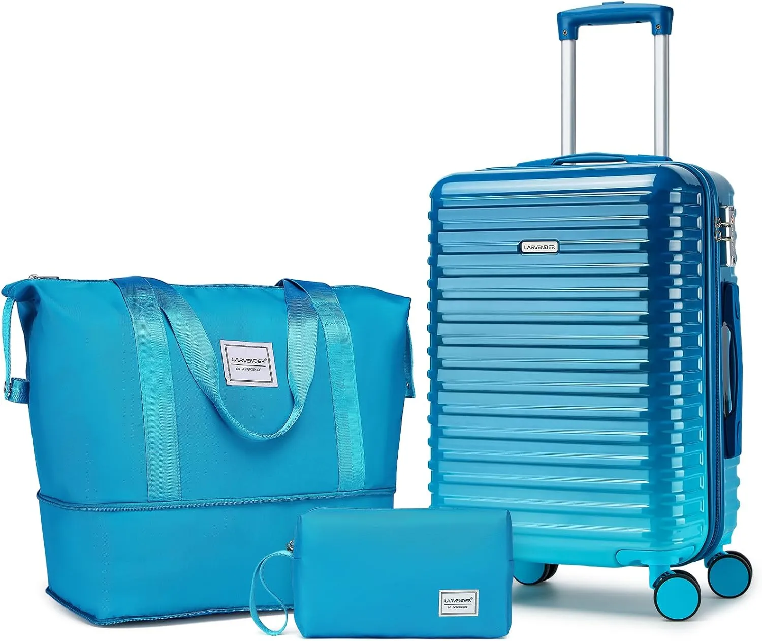 LARVENDER Carry on Luggage 22x14x9 Airline Approved, 20 Inch Hardside Suitcase with Wheels TSA Lock, PC ABS Lightweight Carry on Suitcases for Women, Ocean Breeze (20/DB/TB)