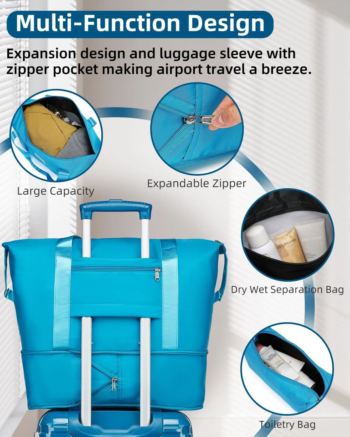 LARVENDER Carry on Luggage 22x14x9 Airline Approved, 20 Inch Hardside Suitcase with Wheels TSA Lock, PC ABS Lightweight Carry on Suitcases for Women, Ocean Breeze (20/DB/TB)