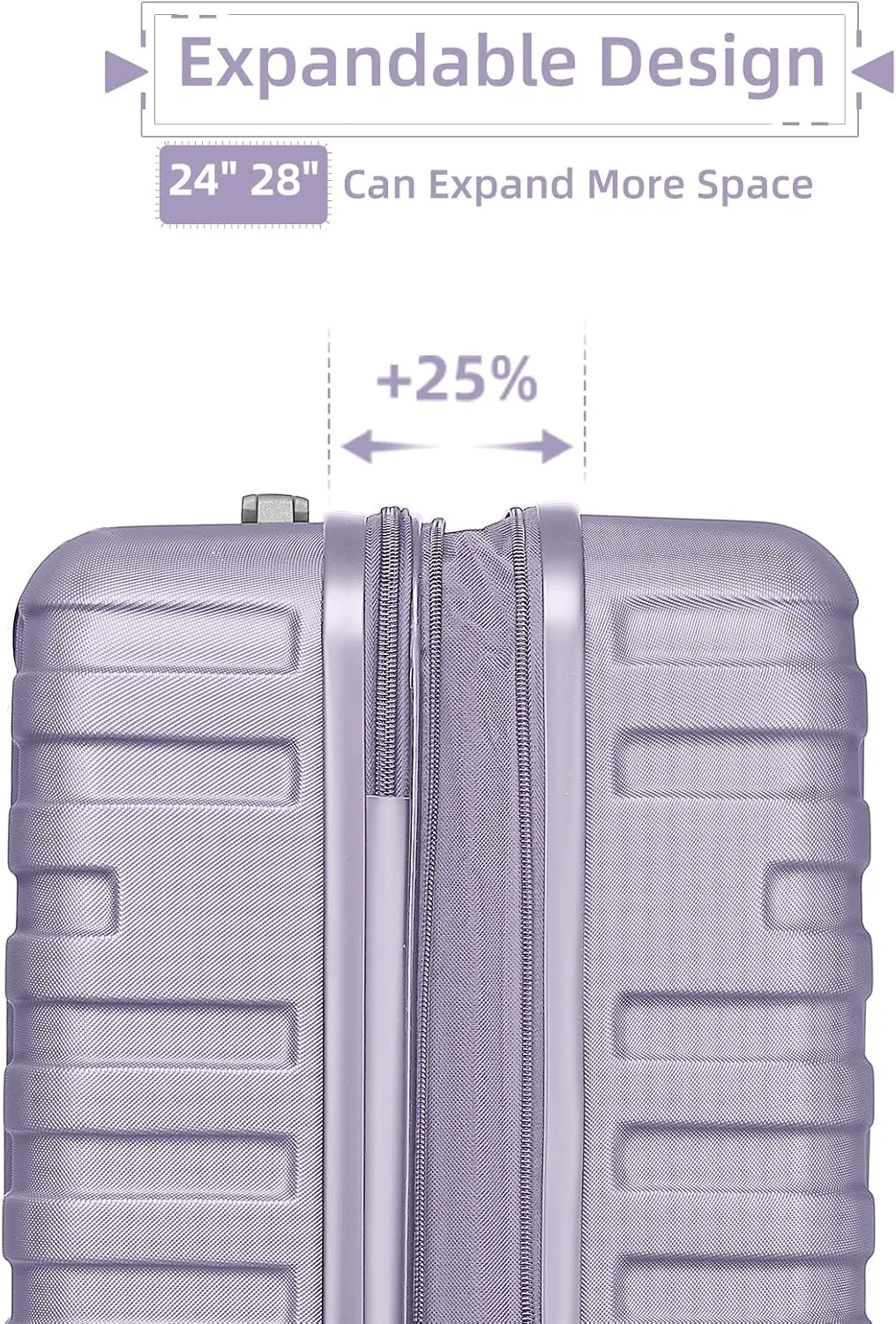 LARVENDER Luggage 6 Piece Sets Hardside Expandable Suitcases with Spinner Wheels TSA Lock, Lightweight Travel Carry On Luggage Sets for Women, Lavender