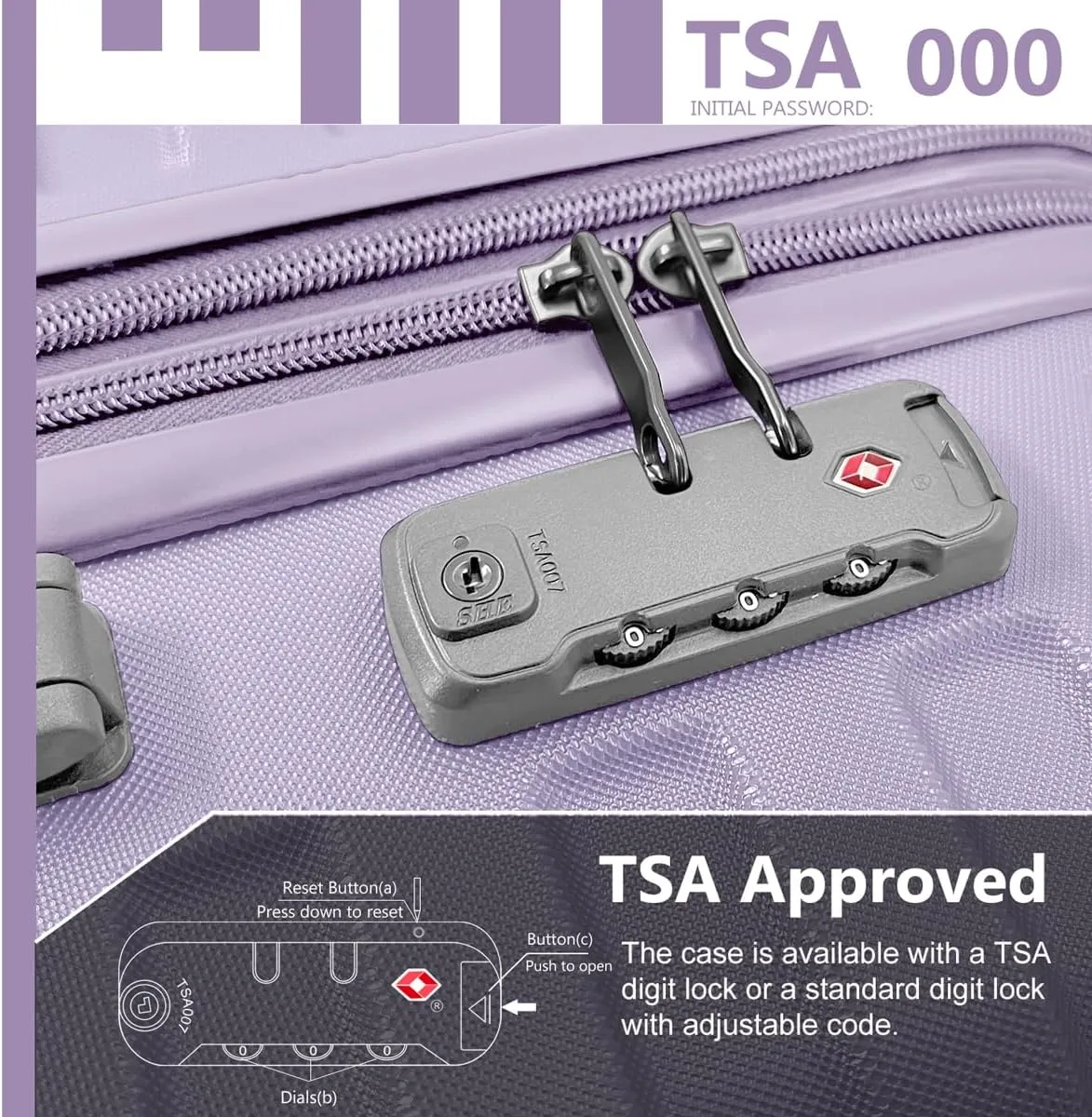 LARVENDER Luggage 6 Piece Sets Hardside Expandable Suitcases with Spinner Wheels TSA Lock, Lightweight Travel Carry On Luggage Sets for Women, Lavender